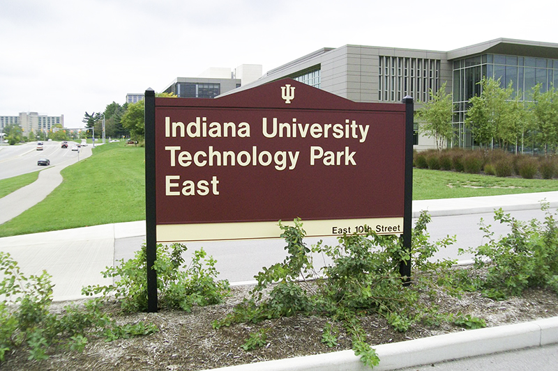 exterior post and panel university sign