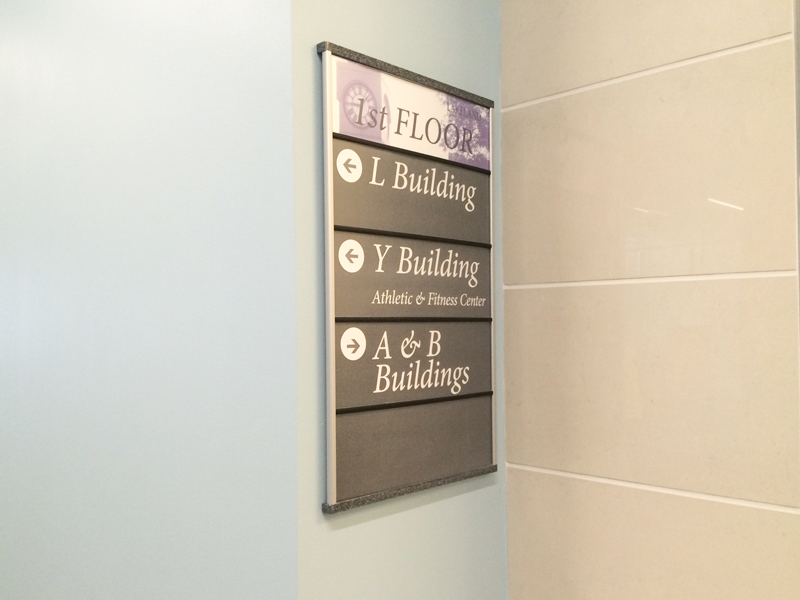 college interior wayfinding signage directional