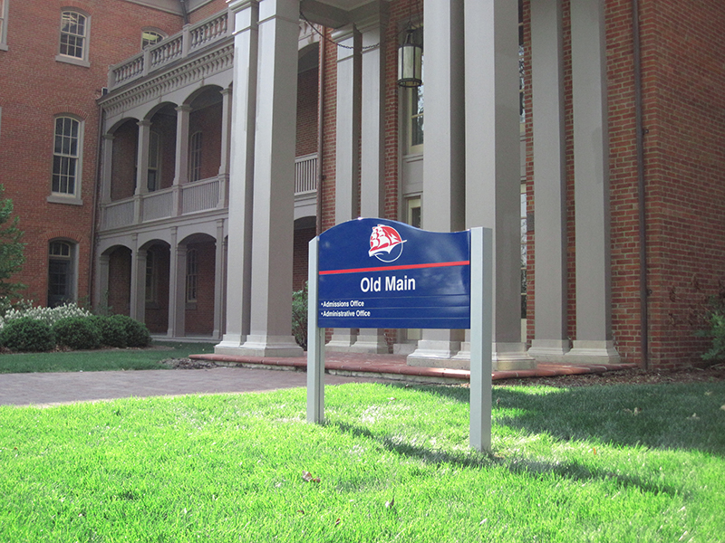 exterior college campus identification signage